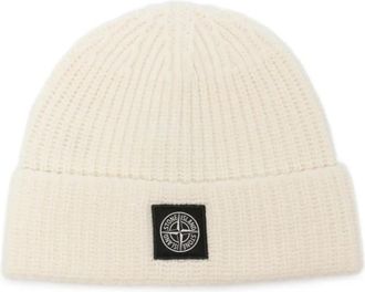 Stone Island Full Rib RWS Beanie - Heren - Hoeden - Beige - ONE Size - Katoen - Accessoires