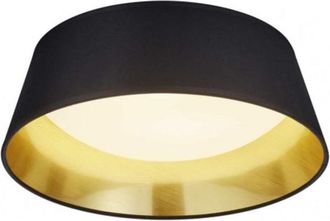 Trio Leuchten Plaf&oacute;n Led Pantalla Tela Negro y Oro Ponts &Oslash;34 cm Trio Lighting