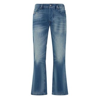 Diesel Flared Jeans, male, Blue, Size: W28 Denim Flared Trousers Faded Effect