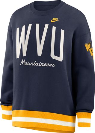 Nike West Virginia Legacy Nike Womens College Pullover Crew in Blue | 040H0K9RWVV-V89