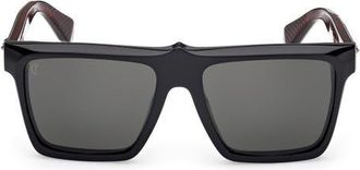 Christian Louboutin 56mm Square Sunglasses in Black/gunmetal/zeiss Smoke at Nordstrom