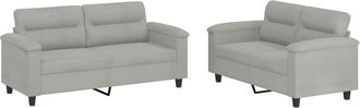 vidaXL Vidaxl - Juego De Sof&aacute;s Con Cojines 2 Piezas Tela Microfibra Gris Claro