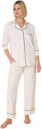 The Cats Pajamas Pima Knit Pajama Set in Ivory at Nordstrom, Size X-Large