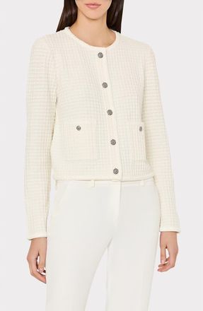 Milly Sade Textured Cardigan in Ivory at Nordstrom, Size X-Large P