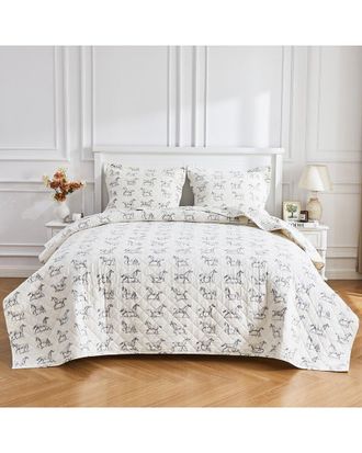 Melange Home M&eacute;lange Home Cotton Soft Flannel Horse Quilt Set