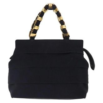 Ferragamo Vala Canvas Navy Canvas Handbag (Pre-Owned)