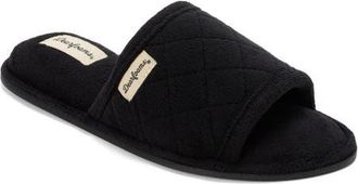 Dearfoams Beatrice Quilted Microfiber Terry Shower Slide Slipper in Black at Nordstrom, Size X-Large