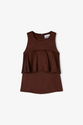 Ganni Brown Ruffle Top - Size 32 Viscose