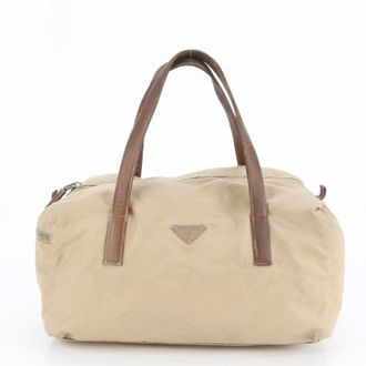 Prada Brown Nylon Leather Handbag Shoulder Bag Tote Bag (Pre-Owned)