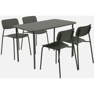Sweeek Set tavolo da giardino in metallo con 4 sedie