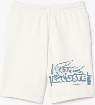 Lacoste Mens Graphic Fleece Shorts in Cream - Size X-Large