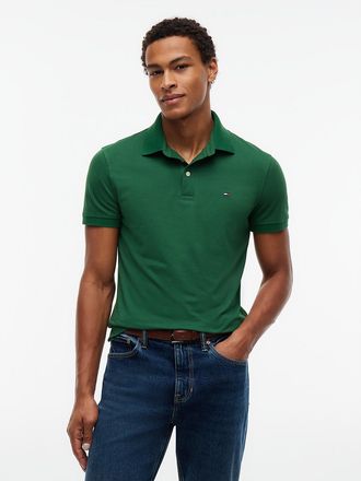Tommy Hilfiger Mens Slim Fit Stretch Pique Polo - Deep Evergreen - XXXL