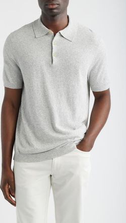 Scott Barber Solid Boucl&eacute; Polo in Silver at Nordstrom, Size Xx-Large