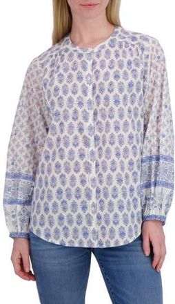 Lucky Brand Border Print Button-Up Shirt in Blue Combo at Nordstrom Rack, Size X-Small