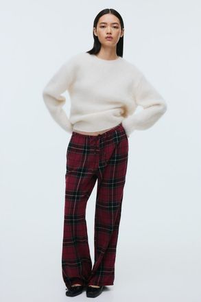 H&M Drawstring Trousers in Red/plaid at Nordstrom, Size Xx-Large