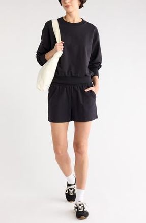 Zella Relay Terry Crewneck Sweatshirt in Black at Nordstrom Rack, Size X-Small
