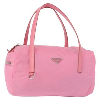 Prada Side Pocket Convertible Duffle Bag Tessuto Pink Nylon Handbag (Pre-Owned)