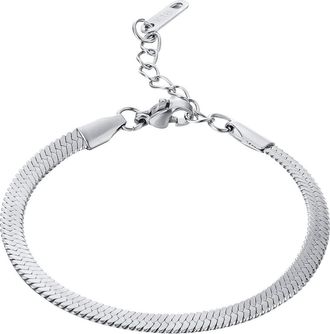 Generic Stainless Steel Herringbone Flat Chain Bracelets/Anklets BeautifulSummer Jewelry Gold/Silver Plated 6.3inch/5.9inch Adjustable Bracelets for Men Brace