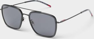 HUGO BOSS Black metallic aviator sunglasses