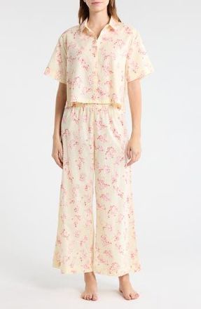 Abound Lightweight Cotton Pajamas in Yellow Fade Floral at Nordstrom Rack, Size X-Large