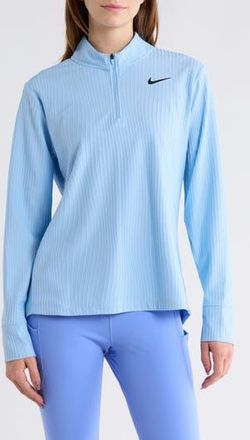 Nike Dri-FIT Half Zip Long Sleeve Top in Psychic Blue/Black at Nordstrom Rack, Size X-Small
