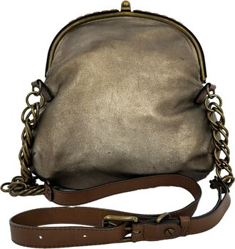 Marni Marni Vintage avondclutch in metallic goudkleurig leer