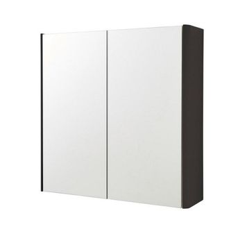 Clifton Matt Graphite 2-Door Mirror Bathroom Cabinet 60cm H x 60cm W in Dark Grey | Size: 60 cm H x 60 cm W