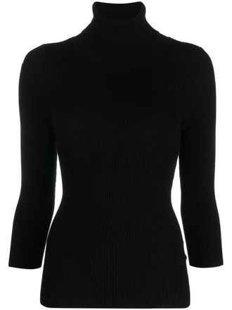 Aspesi ribbed-knit roll-neck knitted top - Black