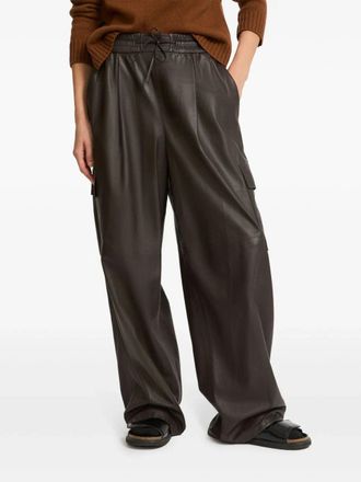 Yves Salomon Womens Leather Wide-Leg Trousers Aw24 W