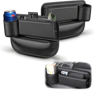 OEM Organizador Universal Para Asientos De Coche - Piel De Primera Calidad - Negro - 2 Piezas