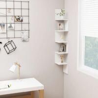 OEM Estanter&iacute;a De Esquina Para Pared, Estante Flotante, Soporte De Pared Estable, Para Sal&oacute;n, Blanco, 20x20x127,5 Cm, Aglomerado, Asd14788-crezuo