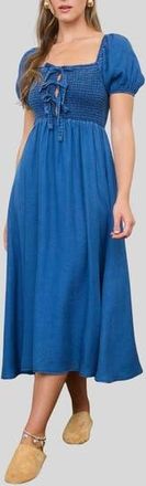 Blu Pepper Puff Sleeve Denim Dress in Chambray at Nordstrom Rack, Size Medium