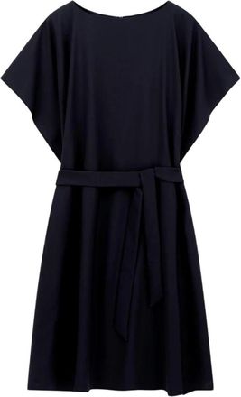 Emporio Armani Kleedjes, Dames, Zwart, M, Satijn, Zwarte Satijnen Jurk Ronde Hals