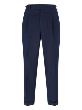 Pantaloni Torino Navy High-Waisted Chino Pants With Straight Leg Design