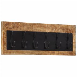 vidaXL Perchero De Pared Con 6 Ganchos Madera Maciza De Mango Vidaxl