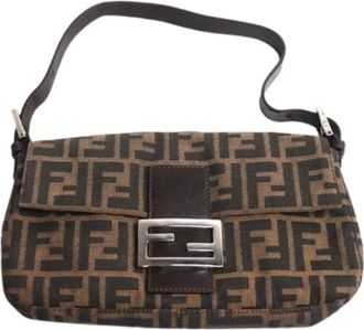 Fendi Pre-owned Canvas Shoulder Bag - Dames - Vintage Schoudertas - Bruin - ONE Size - Leer - Vintage