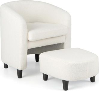 Costway Costway - Sill&oacute;n Chesterfield Moderna Con Otomana, Tapizada Con Reposapi&eacute;s, Suave Terciopelo, Marco De Madera Maciza Y Almohadillas De Antideslizantes