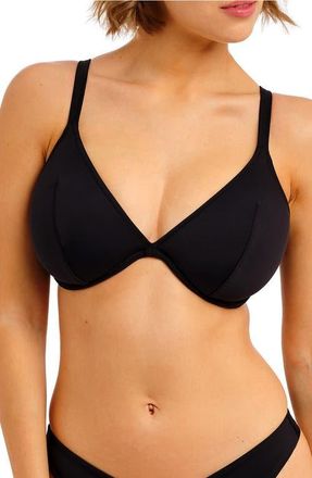 Freya Jewel Cove Underwire Plunge Bikini Top in Plain Black at Nordstrom, Size 34Dd
