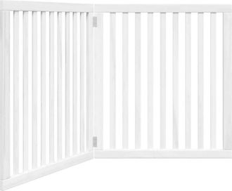 vidaXL Puerta Para Perros Plegable 2 Paneles Madera &Aacute;lamo Blanca 160cm Vidaxl