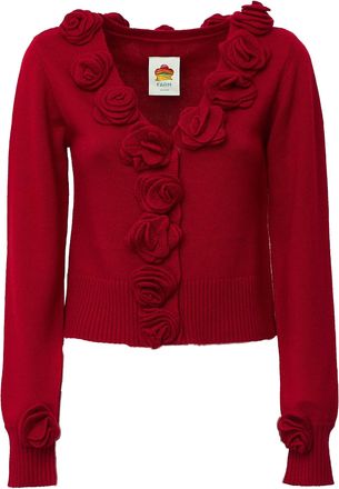 Farm Rio 3D Floral Appliqu&eacute; Ribbed Cardigan