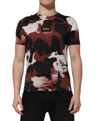 Dolce & Gabbana Multicolor Camouflage Men Crew Neck Mens T-shirt