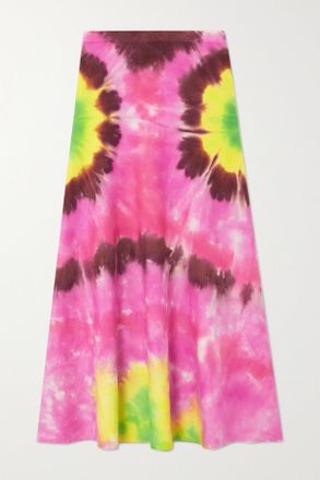 Gabriela Hearst Gonna Midi In Cashmere Tie-dye Olive - Rosa