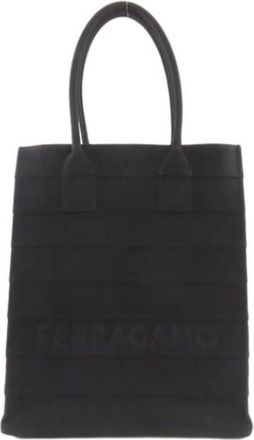 Ferragamo Pre-owned Tote Bags, female, Black, Size: ONE SIZE Pre-owned Canvas Tote Bag