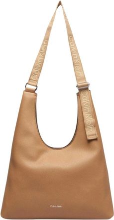 Calvin Klein Borsa a spalla grande con tracolla in tessuto regolabile - - Bags - Donna - Beige - ONE SIZE
