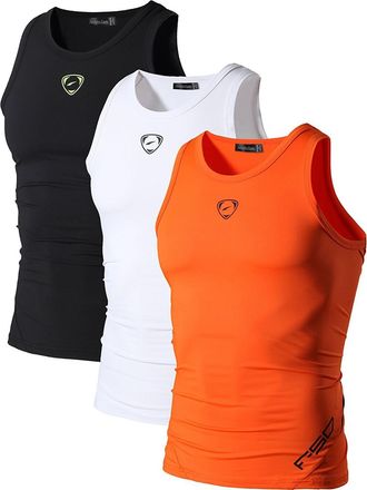 Jeansian Mens 3 Packs Sport Compression Tank Tops Vests Shirt LSL3306 PackC XXL