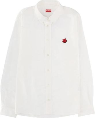 Kenzo Boke Flower Shirt - Heren - Zakelijke Overhemden - Wit - L - Katoen - Overhemden