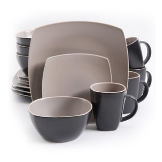 Gibson Home Matte 16-Piece Dinnerware Set, Taupe