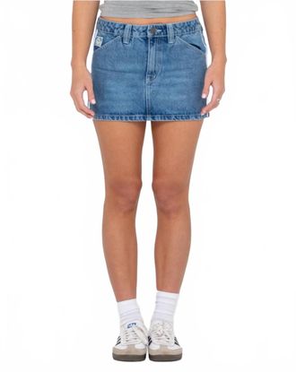 Rusty Flip Mommy Low Rise Mini Denim Skort In Blasted Middy Blue