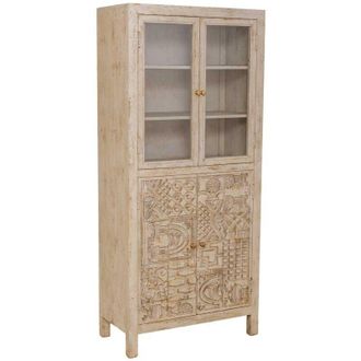 Wanderlust Deco Vitrina De Madera Artesanal Beige 80x40x180h Cm