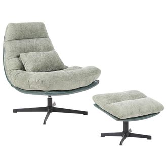 Beliani Beliani - Sill&oacute;n Giratorio Chenilla Con Reposapi&eacute;s Base Simple Estilo Mediados De Siglo Verde Tovik